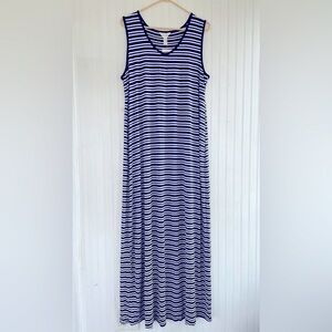 Three Seasons Maternity Navy White Striped Tank top Maxi Dress Size XL, NWT